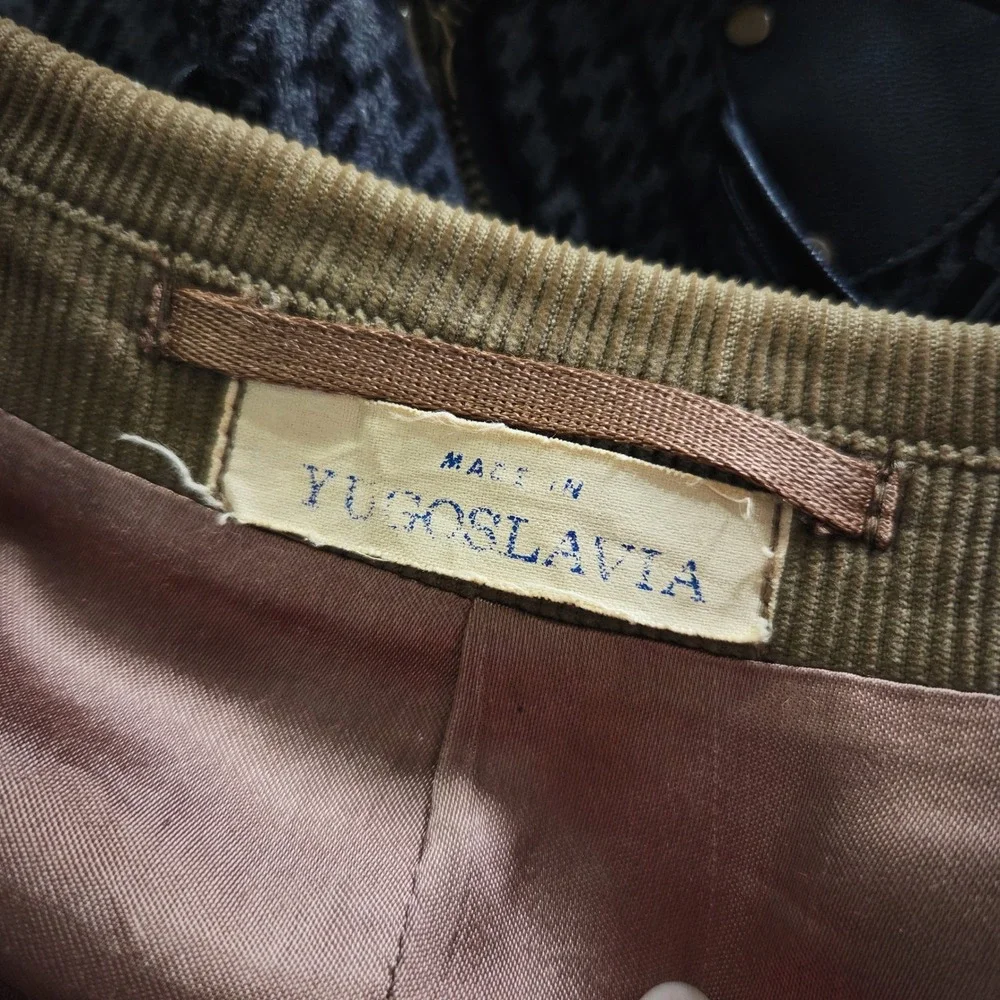Vintage 70s Mens Tan Corduroy Blazer Jacket Made in Yugoslavia 2 Button Classic‎